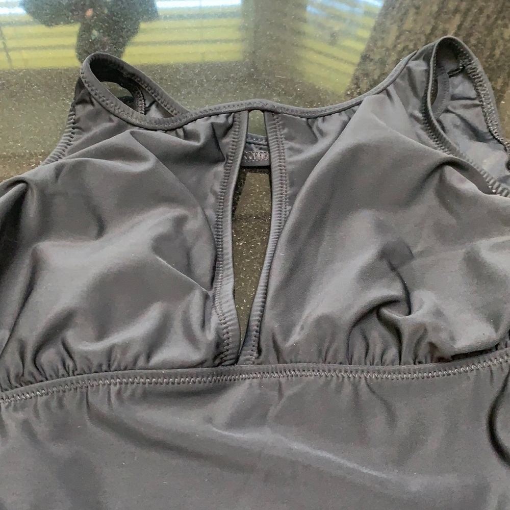 One piece bathing suit with front/ back opening